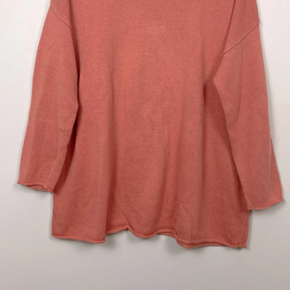 Eileen Fisher Organic Cotton Drop Shoulder Coral Sweater size Large - Picture 7 of 13